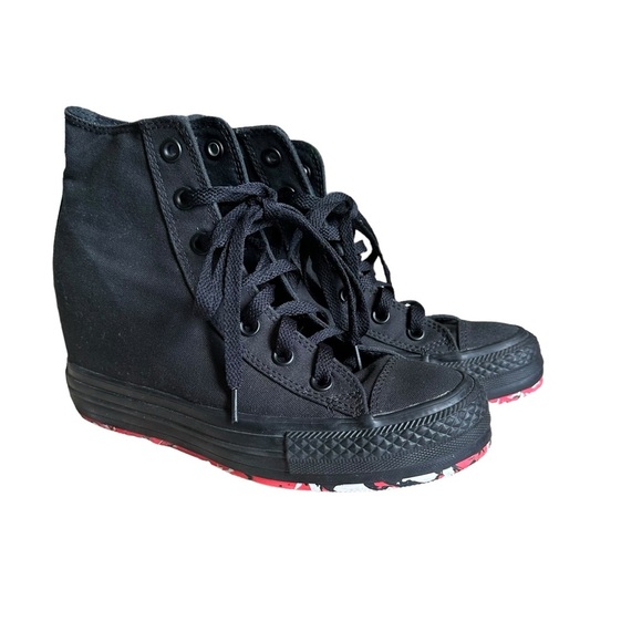 SOLD Converse Chuck Taylor Platform Hidden Heel Wedge Sneakers Black Size US 8 - Picture 4 of 10